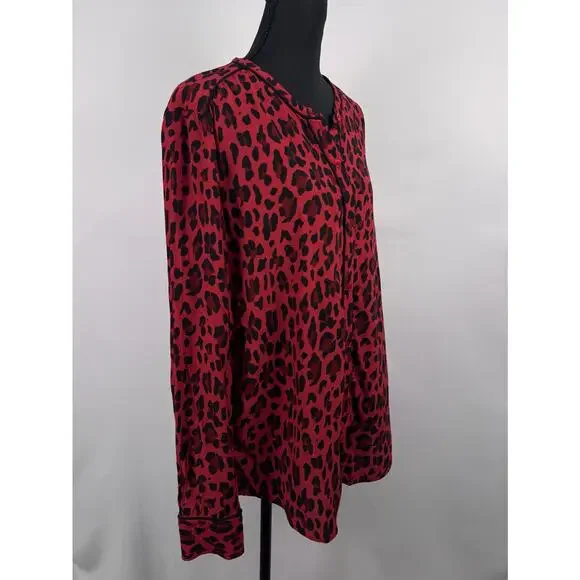 Rails “Lillian” Red Leopard Button Down Blouse Size L - Picture 5 of 13